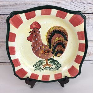 Style Eyes by baum bros Red Check Rooster Large Plate